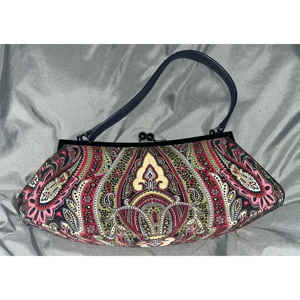 Talbots Purse Kiss‎ Lock Green Blue Black Dress Retro 1960s style Fab Handbag